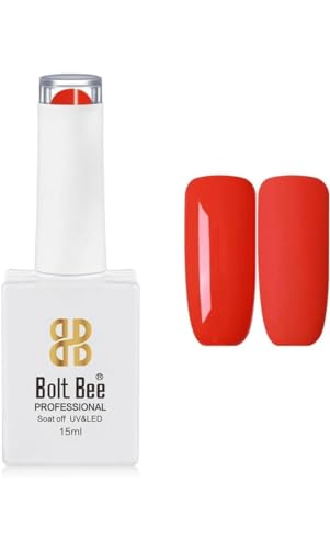 Image of Bolt Bee Orange Red Color Gel Nail Polish Soak Off UV Gel 15ML DIY at Home Manicure Salon Nail Art