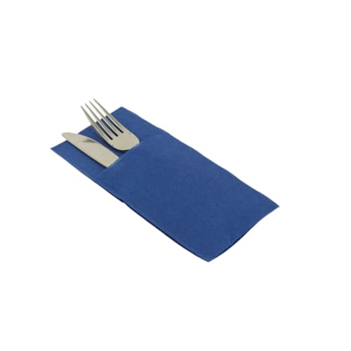 200 Pieces Pocket Napkins Dry Paper Cutlery Holder 30x40 (Blue)