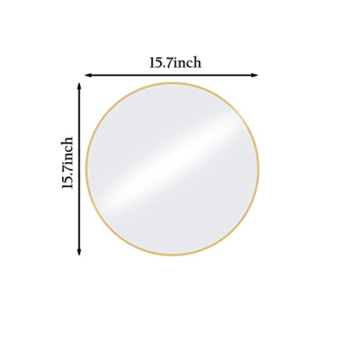 Image of HARRITPURE Round Mirror 15.7 Gold Wall Mounted Circle Mirrors Vanity Mirror with Brushed Aluminum Alloy Frame Modern Decoration for Bathroom, Living Room, Vanity, Bedroom, Entryway