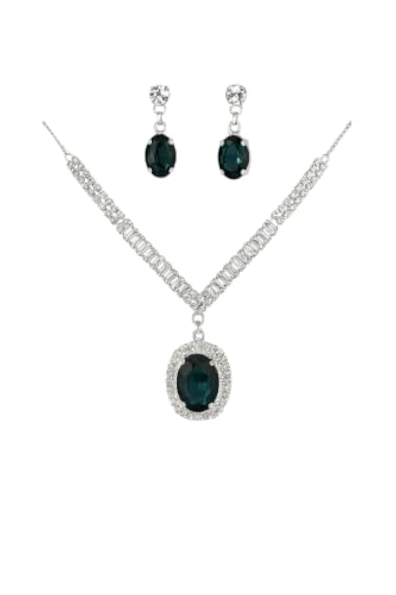 Emerald Green Necklace Set for Women, Elegant Gift