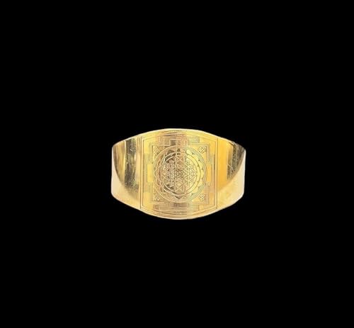 Image of Unisex-Adult Shree Yantra Kada Golden Antique Designer Brass Shri Yantra Bangle Cuff Kada Bracelet