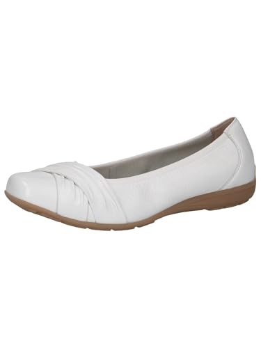 CAPRICE Damen Ballerinas aus Leder Bequem, Weiß (White Deer), 42 EU – Ansicht 1
