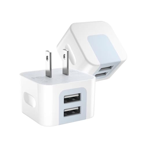 USB Wall Charger, USB Plug, Dodoli 2-Pack 2.4A Dual Port 12W Wall Charger Block Adapter Charging Cube Box Compatible iPhone Xs/XS Max/XR/X/8/8 Plus/7/6S/ 6S Plus, Samsung Galaxy, HTC, Moto