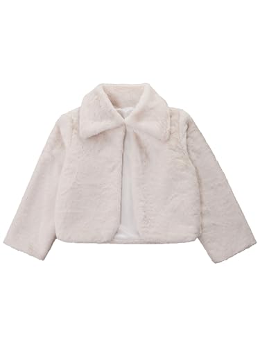 Kids Girls Faux Fur Bolero Coat Turn Down Collar Long Sleeve Cardigan Crop Top Coat Casual Thermal Outerwear3