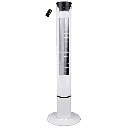 AMOS 40inch 3 Speed Tower Fan With Remote And Timer Free Standing Slim Oscillating Air Cooling Home Office Fan White
