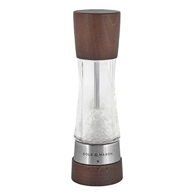 Cole & Mason Derwent Salt Mill - Gourmet Precision Salt Grinder - Refillable Seasoning and Spice Tools - Adjustable Seat, Himalayan and Kosher Salt Grinder Settings - Forest Wood