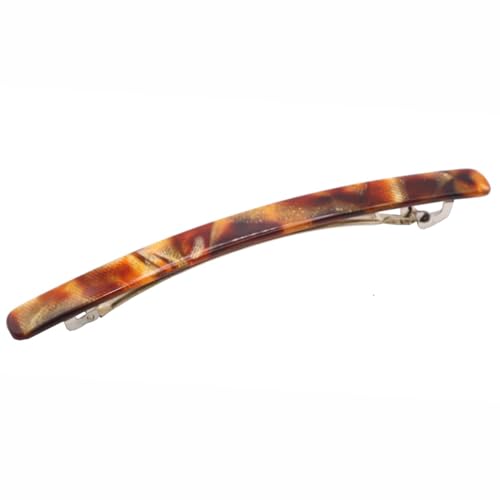 French Amie Long Thin Caramel 4" Large Hair Clip Barrette Women Girls