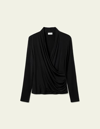 LilySilk Womens Silk Breeze Jersey T-Shirt Long Sleeves Blouse V Neck Wrap Tee Ladies Soft and Stretch2