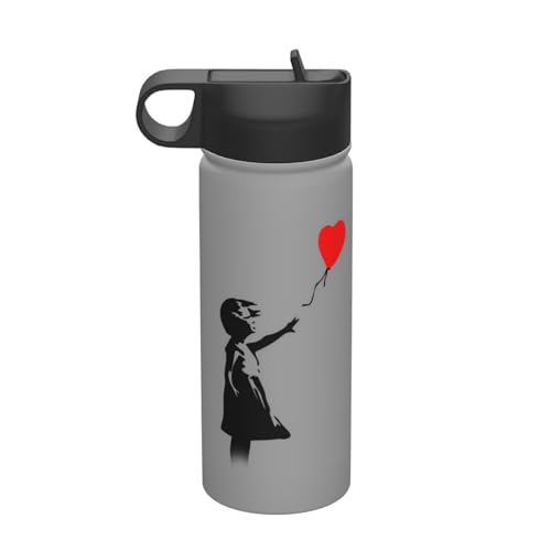 Banksy バンクシー 水筒 真空断熱ケータイマグ 500ml-600ml ステンレスボトル 車用 直飲み 保温 保冷 フタ付きコーヒーカップ アウトドア 車のネイブに最適 スポーツタイプ ステンレスクールボトル 軽量 隔? 水筒 男の子 女の子
