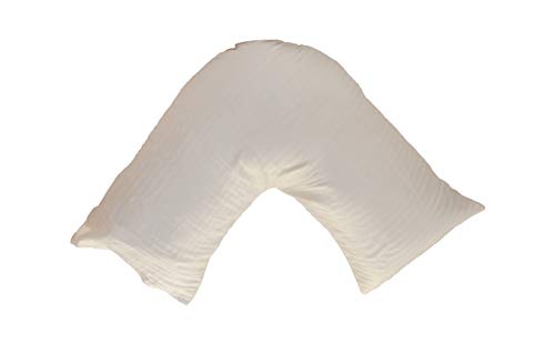 ARLINENS Luxury 100% Egyptian Cotton V Shaped Pillowcase Satin Stripe 300 Thread Count for Orthopaedic/Pregnancy/Nursing (White)