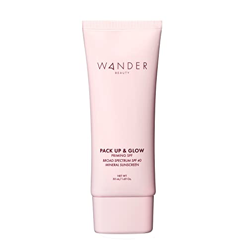 Wander Beauty Pack Up & Glow Primer with SPF 40 - 100% Mineral Sunscreen with Non-Nano Zinc Oxide + Titanium Dioxide - 4-in-1 Universal Tinted Sunscreen - Protect, Prevent, Perfect & Prime - 1.69 oz