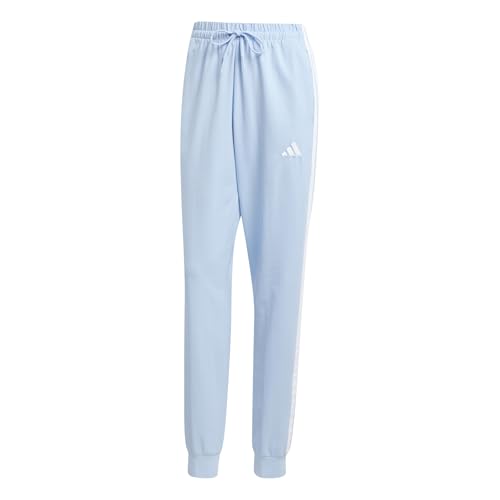 adidas Damen Essentials 3-Stripes Jogger Pants, Glow Blue/White, L