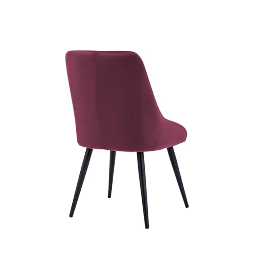 Image of Finch Fox Morris Velvet Dining Chair for Living Room, Bedroom, Home Office with Black Metal Legs in Dark Pink Color