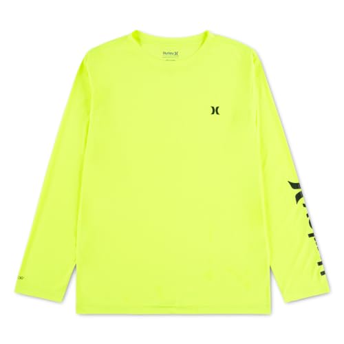 Hurley Boys Long Sleeve Rash Guard Shirt, Volt, S