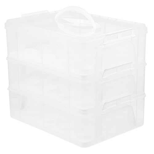 GRIRIW 3 Tier Cupcake Carrier Box Handle Bakeware Boxes Portable Cake Transporter Cupcake Containers