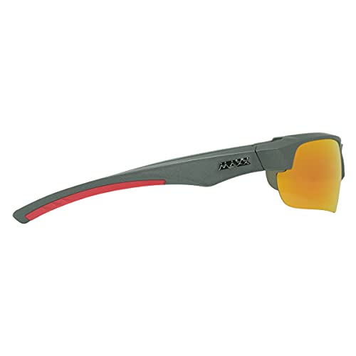 Maxx Mirrored Polarized Sport Sunglasses in Gunmetal with Red Accents - Maxx 83