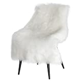 iHeroo Faux Lammfell Schaffell Teppich, 75x120 cm Weicher Flauschiger Teppich Wohnzimmer, Longhair Fell Optik, Lammfellimitat Carpet für Stühle Sofa Schlafzimmer Kinderzimmer, Weiß