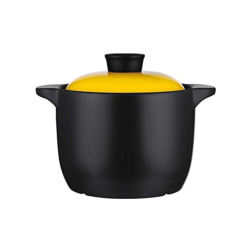 Olla de cerámica antiadherente grande cacerola cacerola de cerámica redonda con tapa, olla de cocción de 21 cm, 4 litros-4 (2)