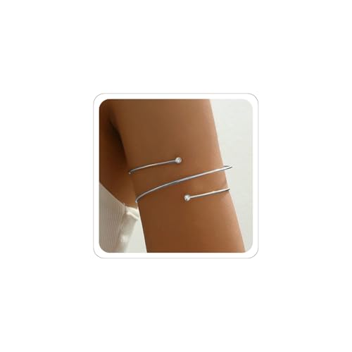 Arm Cuff Jewelry for Women Arm Bracelet Upper Gold Silver Rhinestone Arms Cuff Set Adjustable Minimalist Accessorie