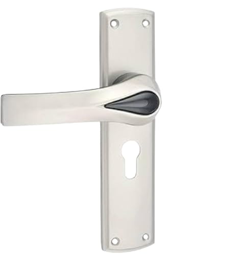 Door Lever Handle with Keyhole, Matte Black with Rose Gold Accent, Zinc Alloy, Modern Contemporary Style, 20cm Length, Indoor Use