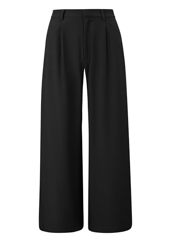Pantalon plissé fluide noir jambe large taille confortable - 7