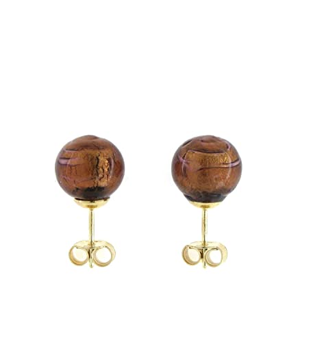 Boucles d'oreilles perle en verre de Murano femme et clous argent 925