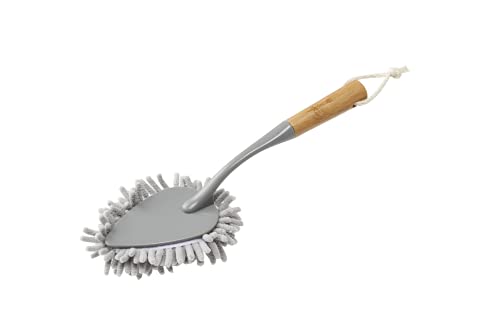 Addis Chenille Duster With Naturally Sterile Bamboo Handle,Grey/Wood,8 x 4 x 33.5 cm