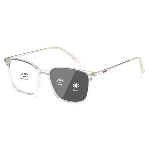 Image of Cyxus Photochromic Blue Light Blocking Glasses for Men Women, Lightweight Square Eyeglasses, UV Protection Transition Sunglasses for Computer Gaming Outdoor Daily Wear 8208iT34