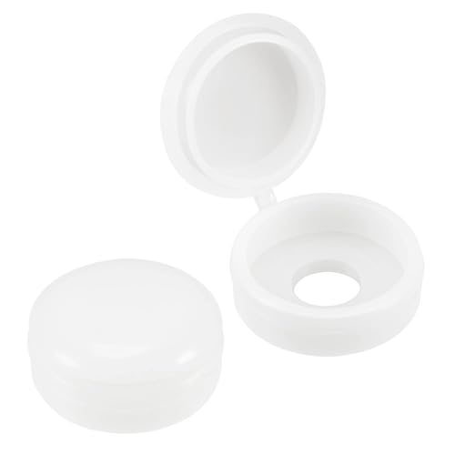 TOP-VIGOR 50Pcs Plastic Hinged Screw Cover Caps, 5.8mm Hole Folding Snap Washer Flip Tops Replacement Screw Decorative Covers for Covering Screw Heads Screw Protection, White