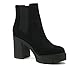 Soda EDITOR ~ Women Lug Sole High Heel Chelsea Fashion Ankle Boot w/Double Elastic Gore (BLACK Imit Suede, US Footwear Size System, Adult, Women, Numeric, Medium, 8)