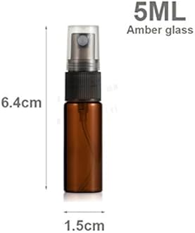Elfenstall- 20pcs Amber 5ml 1/6oz Atomizer Vial Glass Bottle Spray Refillable Perfume Empty Fine Mist Sample Bottle Clean Cloth Free 3ML Pipette for Travel Party