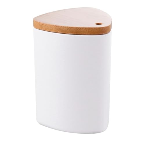 LATRAT 1 porte-cure-dents en polypropylène avec couvercle en bambou, boîte à cure-dents pour la maison, la cuisine, le café, le restaurant, le bar, blanc