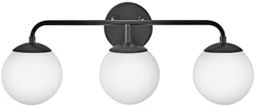 Lark Julep 85003BK Three-Light Bath Vanity Fixture, Art Deco Globes, Modern Style, Black