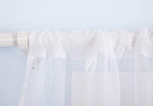 Swag Curtain 63 inch Length, Rod Pocket Scalloped Curtain Valance Sheer Lace Panels with Hanging Crystal Beads for Farmhouse Kitchen Bedroom Window Treatments Drape Decor 1 pc(63inch, White)
