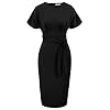 JASAMBAC Business Dresses for Women for Work Office Bodycon Pencil Dress Knee Length Black