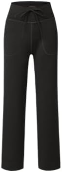 Lubardy Women's Wide Leg Drawstring Pants,High Waist with Side Pockets Black