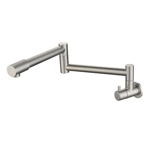 Robinet d'eau monté mural pliable en acier inoxydable brossé pour évier cuisine
