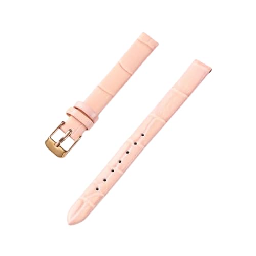 Correa de reloj 14mm para mujer en cuero genuino plano y cierre pasador dorado duradero