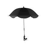IRCKONCI Sombrilla Ajustable con Abrazadera for Silla De Playa, Silla De Ruedas Y Carrito De Golf(Black)