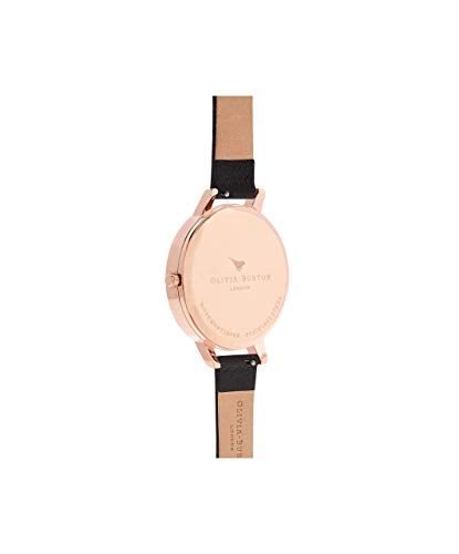 Olivia Burton Analogue Quartz Watch for Women Bejewelled Florals Collection with Black Leather Strap - OB16BF04