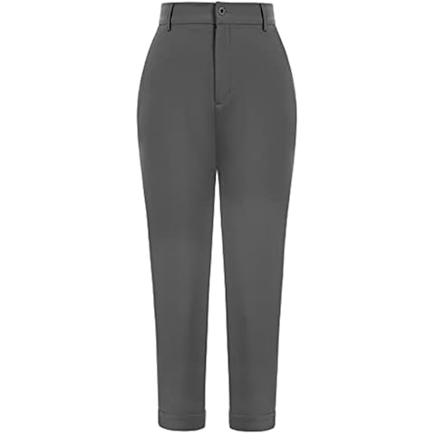 Womens Golf Pants with Pockets Stretch Golf Wear Work Suits Work Trousers (Deep Gray, Small) Cover