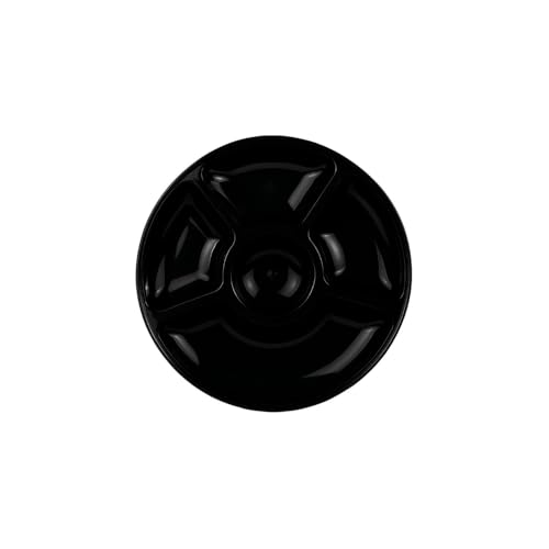 Petisqueira Redonda em Melamina, Branca, 5 Divisórias, 30cm de Diâmetro, para Servir Aperitivos e Salgados