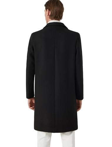 INVACHI Men's Wool Blend Long Trench Coat Notched Collar Single Breasted Overcoat Warm Winter Pea Coat2