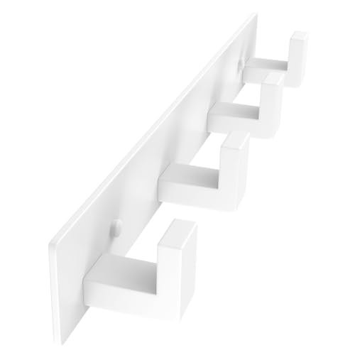 Image of PMMASTO Stainless Steel Coat Rack Wall Mounted, Heavy Duty Metal Hook Rail for Hanging Coats Hats Towels Robes Bags, Modern Wall Hooks Organizer (White, 4 inchL Hooks, 1 Pack)