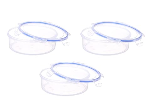Image of Aristo Lock & Fresh 1000 Plastic Storage Container For Storing grains, pulses, rice, wheat etc Set of 3-1300 ML, Transparent Clear (22 (D) x 6.5 CM)