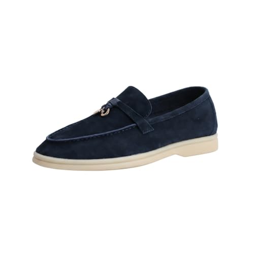 Image of Women's Summer Charms Suede Loafers - Premium Sheepskin Unlined Upper,Classic or Styles with Metal Detail for Casual, Office, Travel & All Day Wear