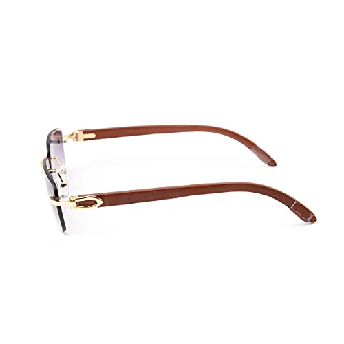 Street Knitted Mens Retro Vintage Woodgrain Gold Frame Purple Tint Hip Hop Sungl