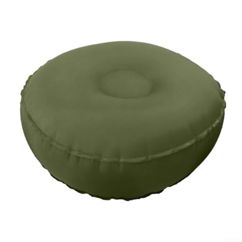 Reposapiés inflable ligero para yoga, fitness, viajes, con material compuesto de nailon 40D resistente al desgaste e impermeable y válvula de desinflado rápido (verde oliva)