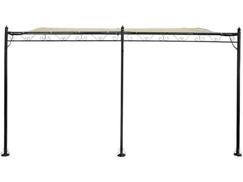 Pergola tonnelle adossée en métal - 3 x 4 m - Beige