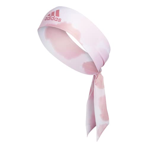 Image of adidas Alphaskin Tie Headband, Wonder Mauve - Clear Pink Color Wash /Trace Maroon Purple, One Size
